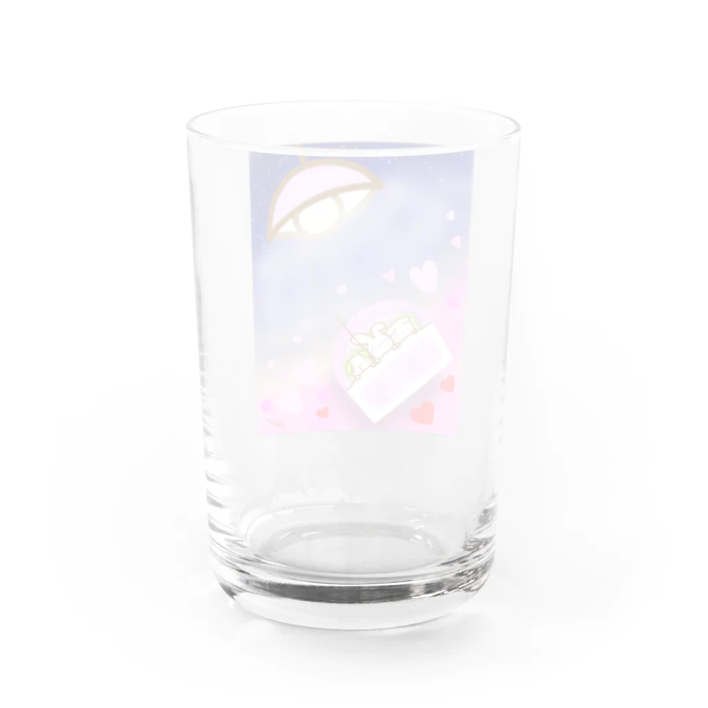 けあうさSHOPの3匹おやすみけあうさ Water Glass :back