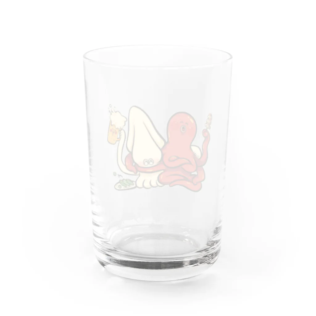 愉快レトロ雑貨屋★39太郎の酔いどれいかちゃんとへべれけたこちゃん夢の中 Water Glass :back