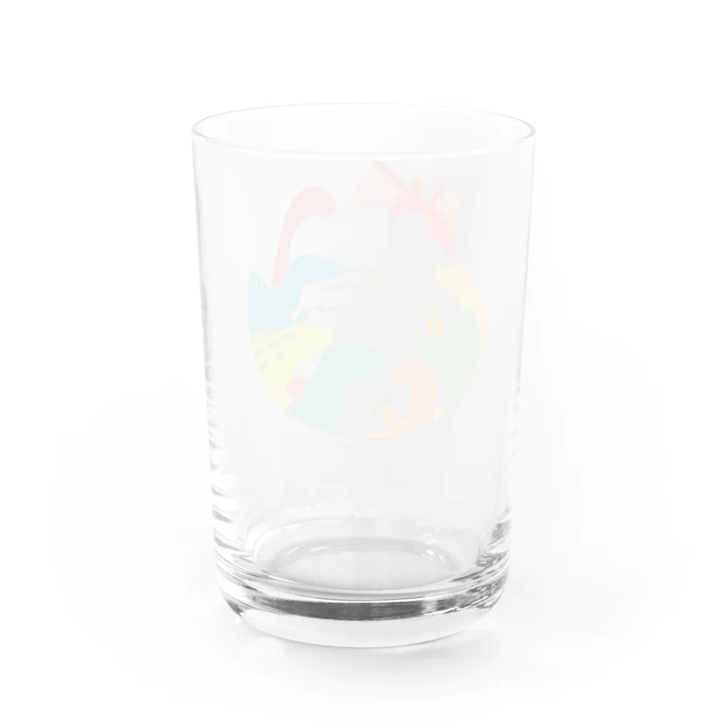 ぼんやり商会 SUZURI店の人の良さそうな恐竜たち（まる） グラス反対面