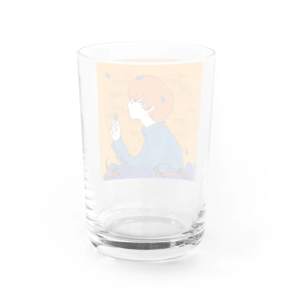 SuzuSuzuSuzuriの『心目当てのオレンジ』オリジナルグラス Water Glass :back