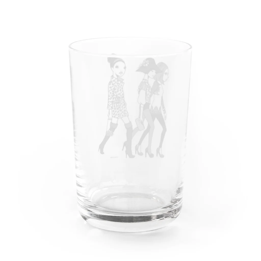 イラストレーターこたけゆか 公式オリジナルグッズのHEY LADIES!  Water Glass :back