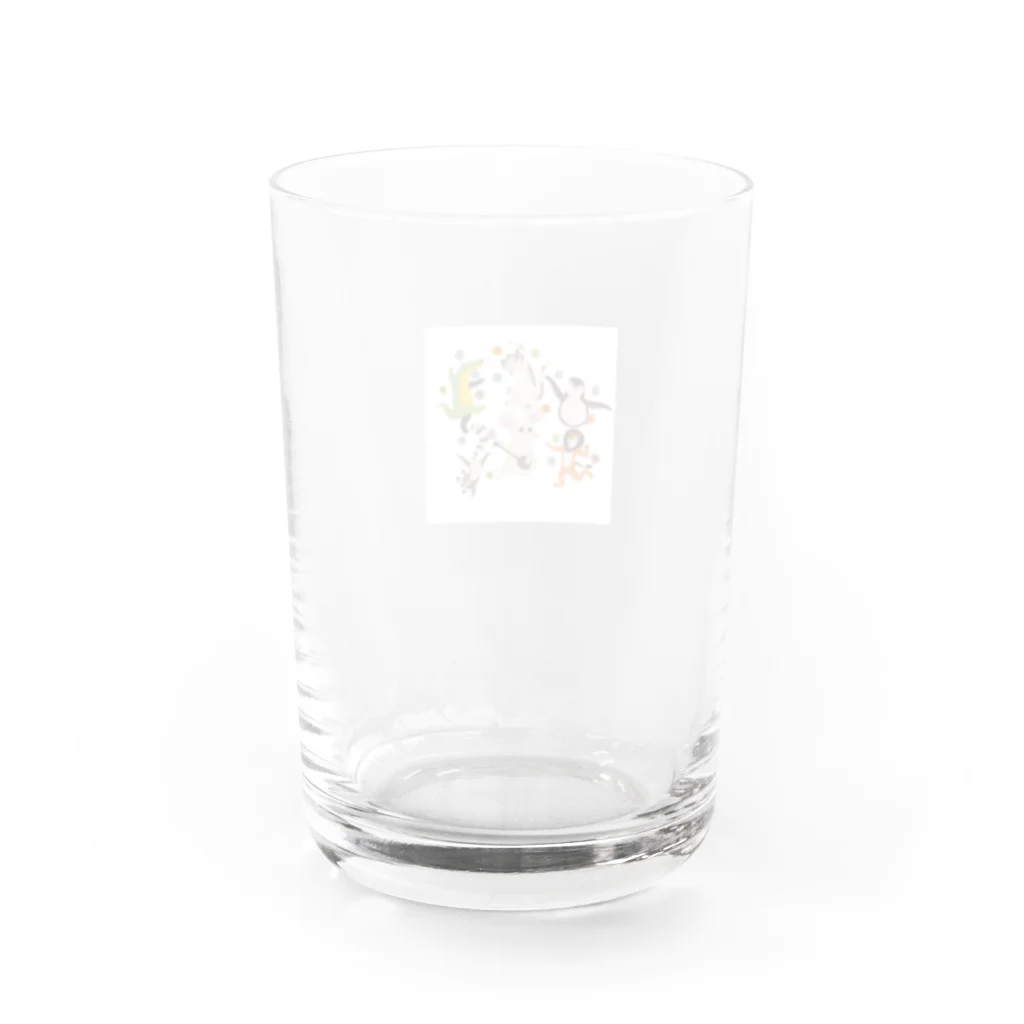 ふりむん達のお店のカチャーシーするアニマル Water Glass :back