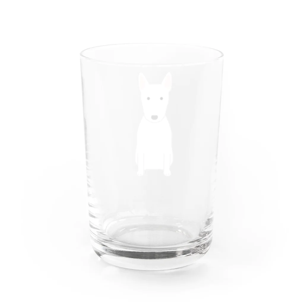 ゆいたっく／犬イラストのミニチュアブルテリア Water Glass :back