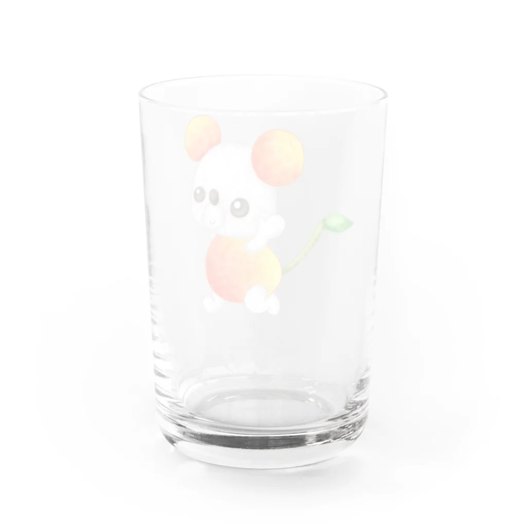 satoayaのアニマルカフェのフルーツアニマル　サクランボネズミ Water Glass :back