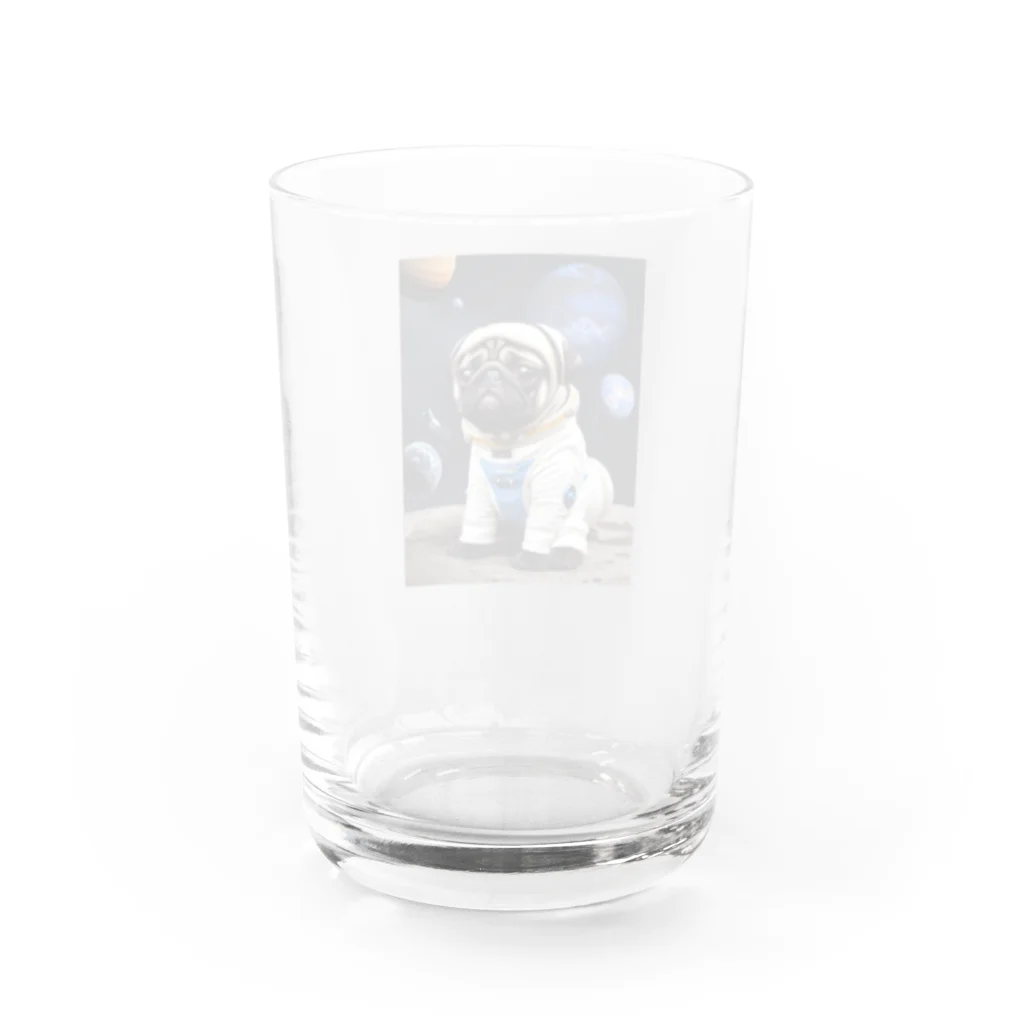 Pet_Charmの宇宙に浮かぶ愛らしいパグ！ Water Glass :back