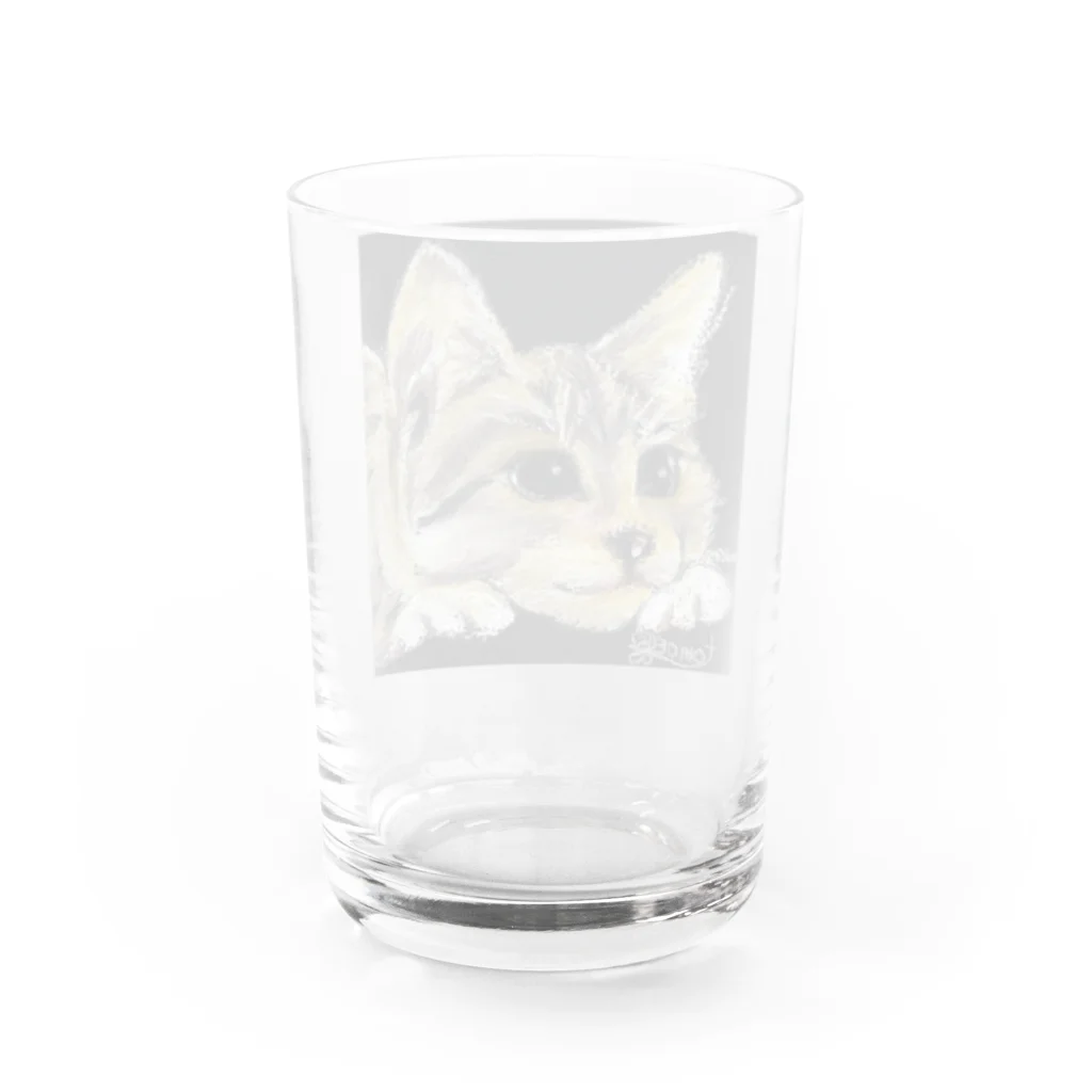 チョークアートグッズ😊のチョークアートの子猫ちゃん😊 Water Glass :back