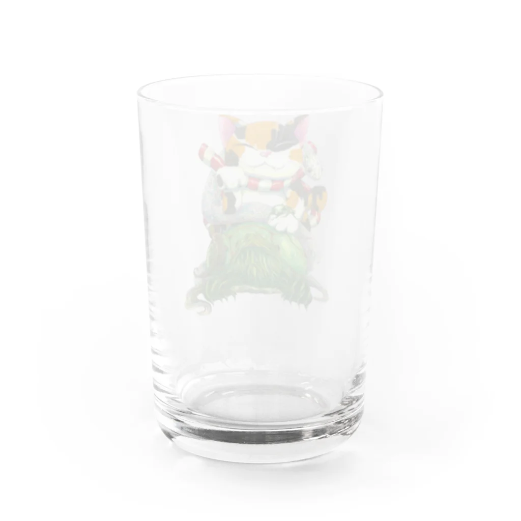 ヤミラミ先生(多忙の為低浮上)連絡はDMにください。の招き猫(福) Water Glass :back