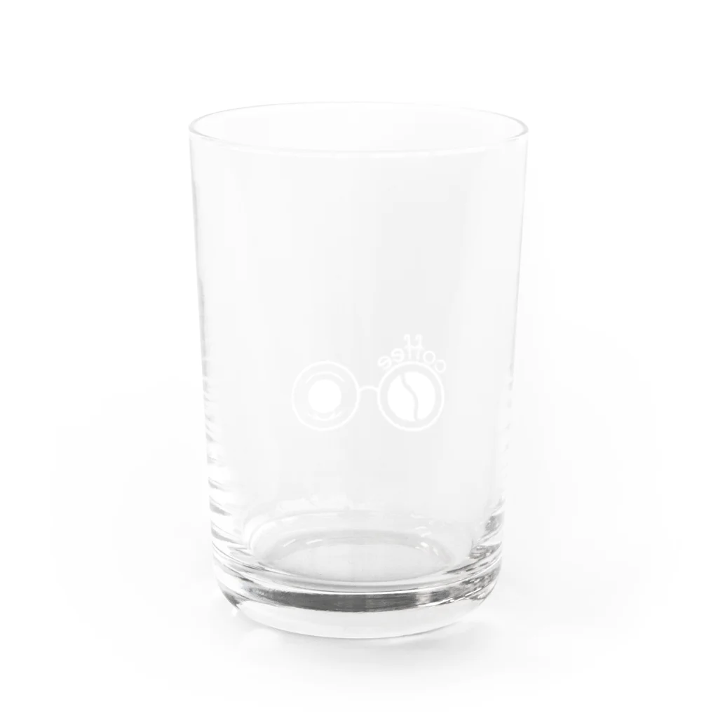 珈琲好きのメガネ女子のm&c  (ロゴホワイト) Water Glass :back