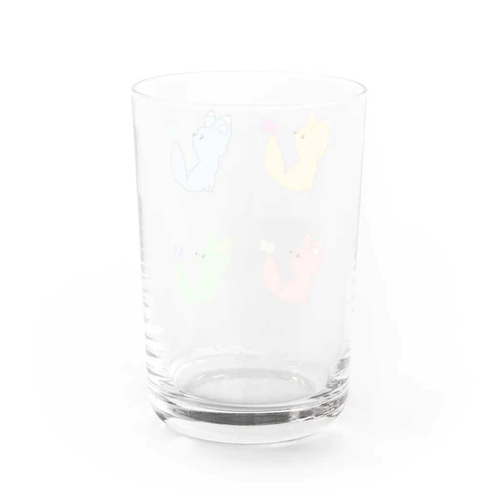 えるのお店の四匹のきつねと蝶々 Water Glass :back