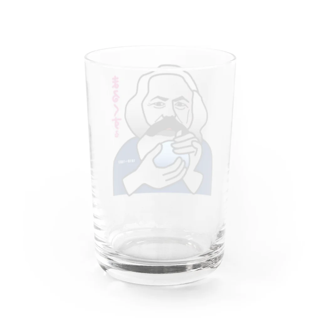 B-catのだじゃれ「マルクス」グラス（顔がドリンク色に） Water Glass :back