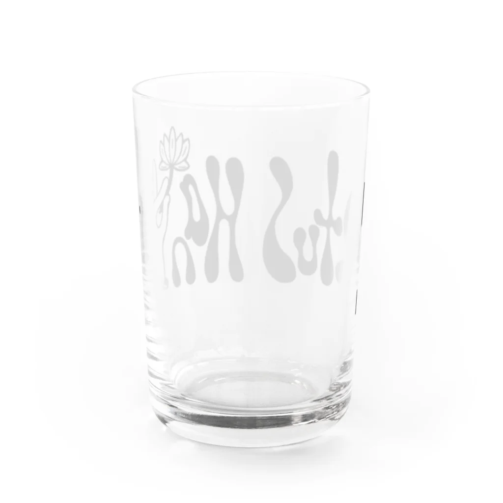 宇宙キャンプのロータス　ハンド　モノトーン Water Glass :back