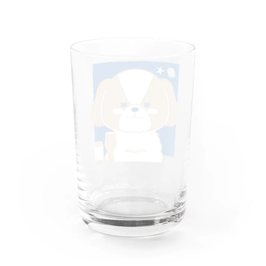 たけよんの海と砂カラーのけんちゃん Water Glass :back