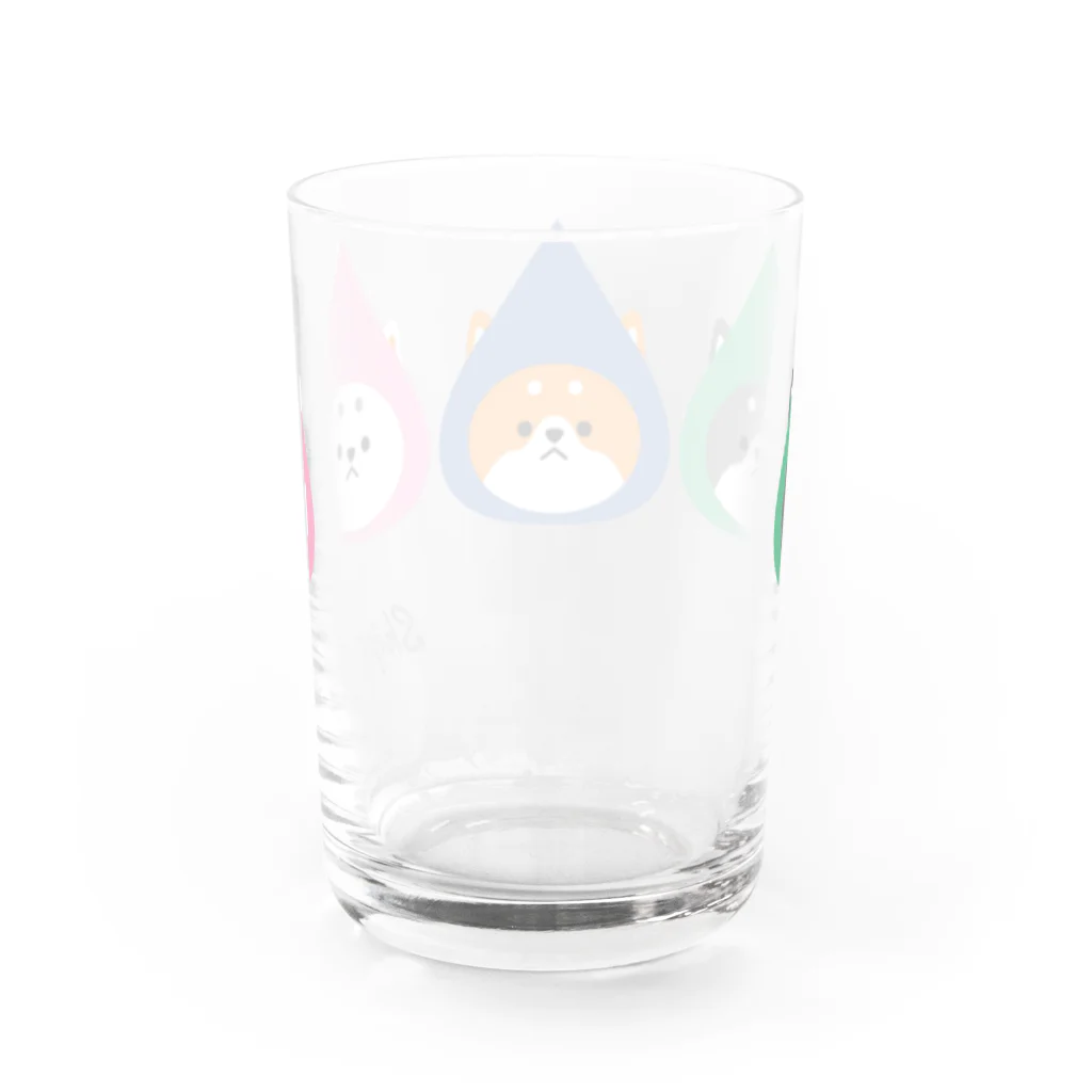 しっぽ堂のとんがり帽子の柴犬たち Water Glass :back