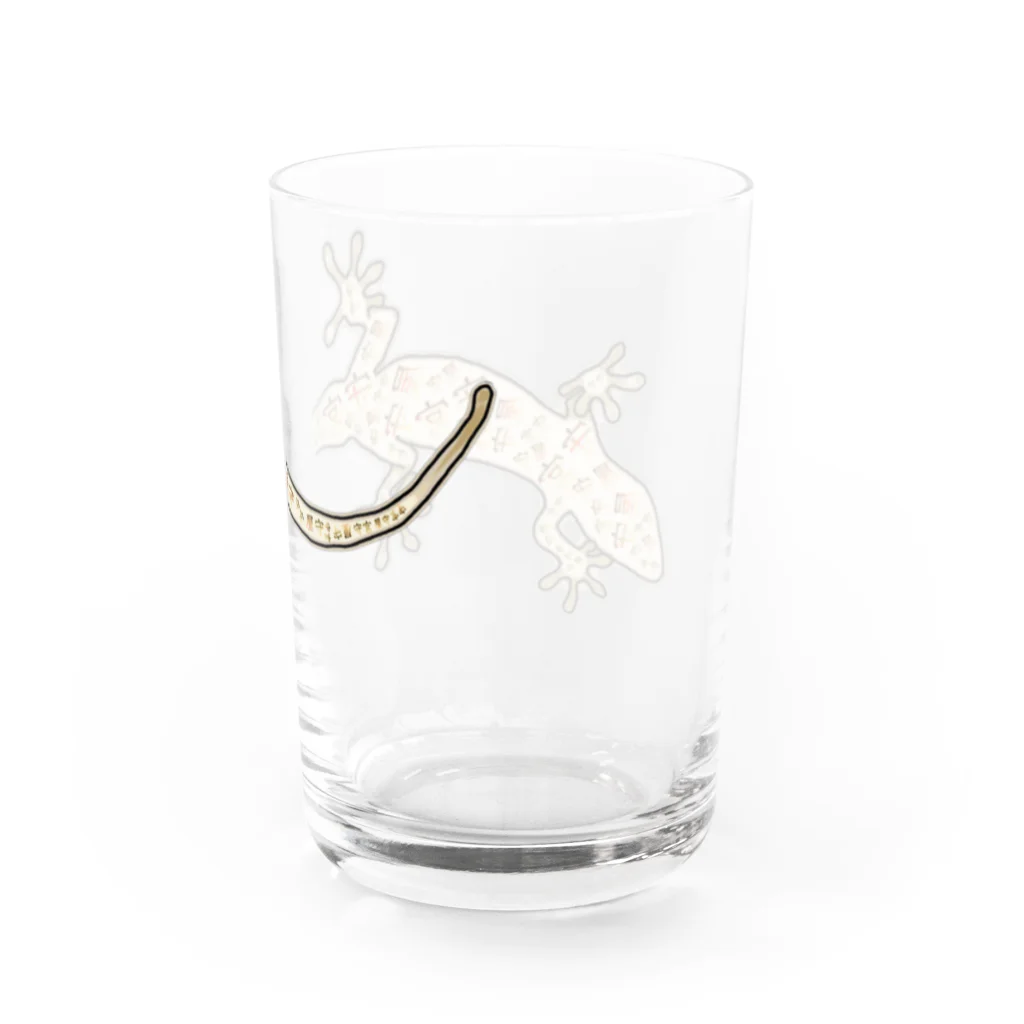 LalaHangeulのニホンヤモリさん　漢字デザイン Water Glass :back