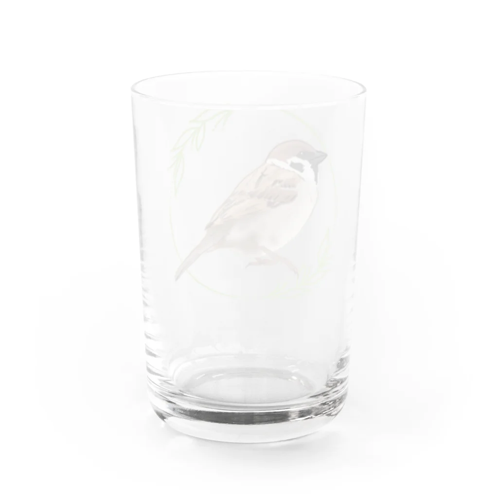 やちよ｜リアル鳥イラストのスズメさん Water Glass :back