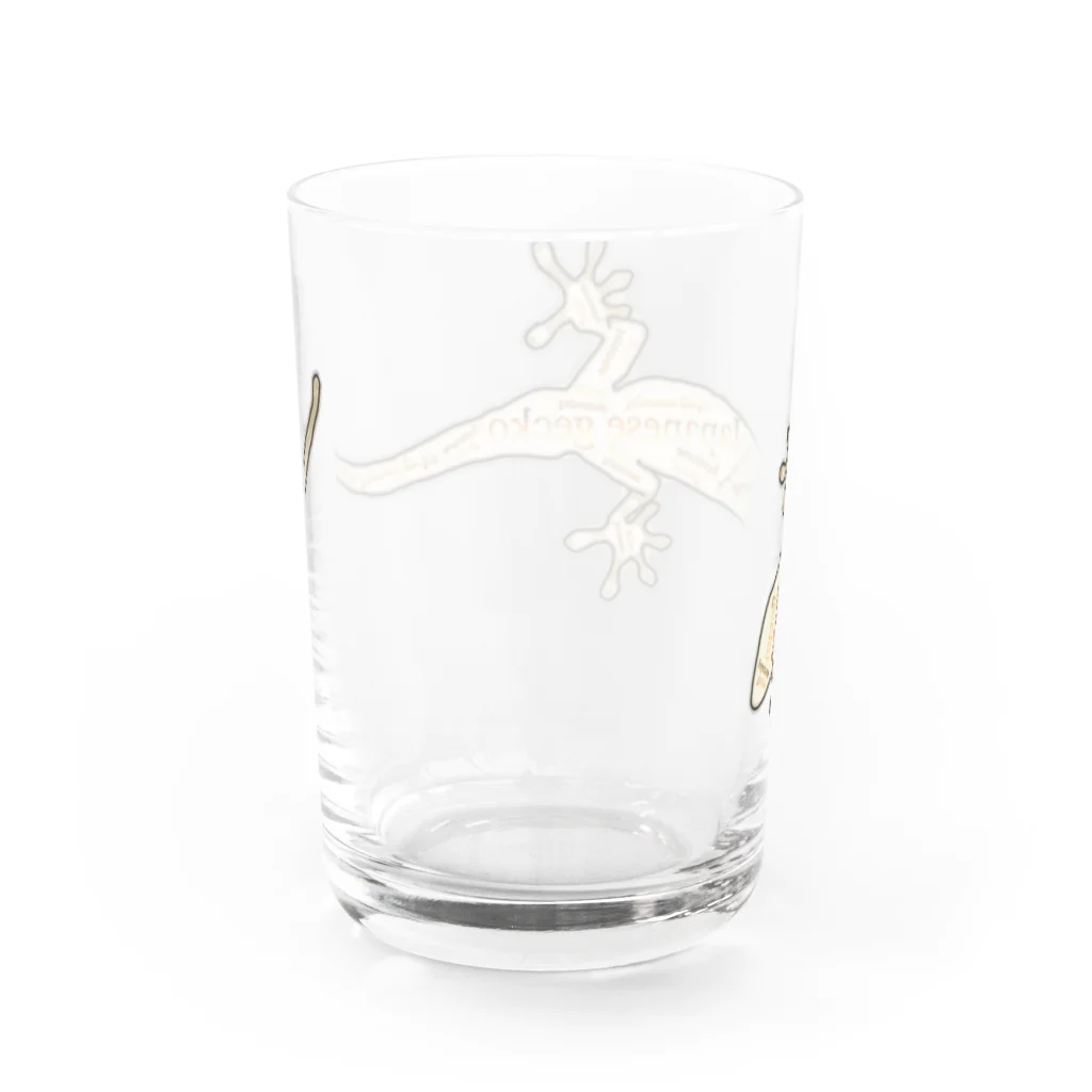 LalaHangeulのJapanese gecko(ニホンヤモリ)　英語デザイン Water Glass :back