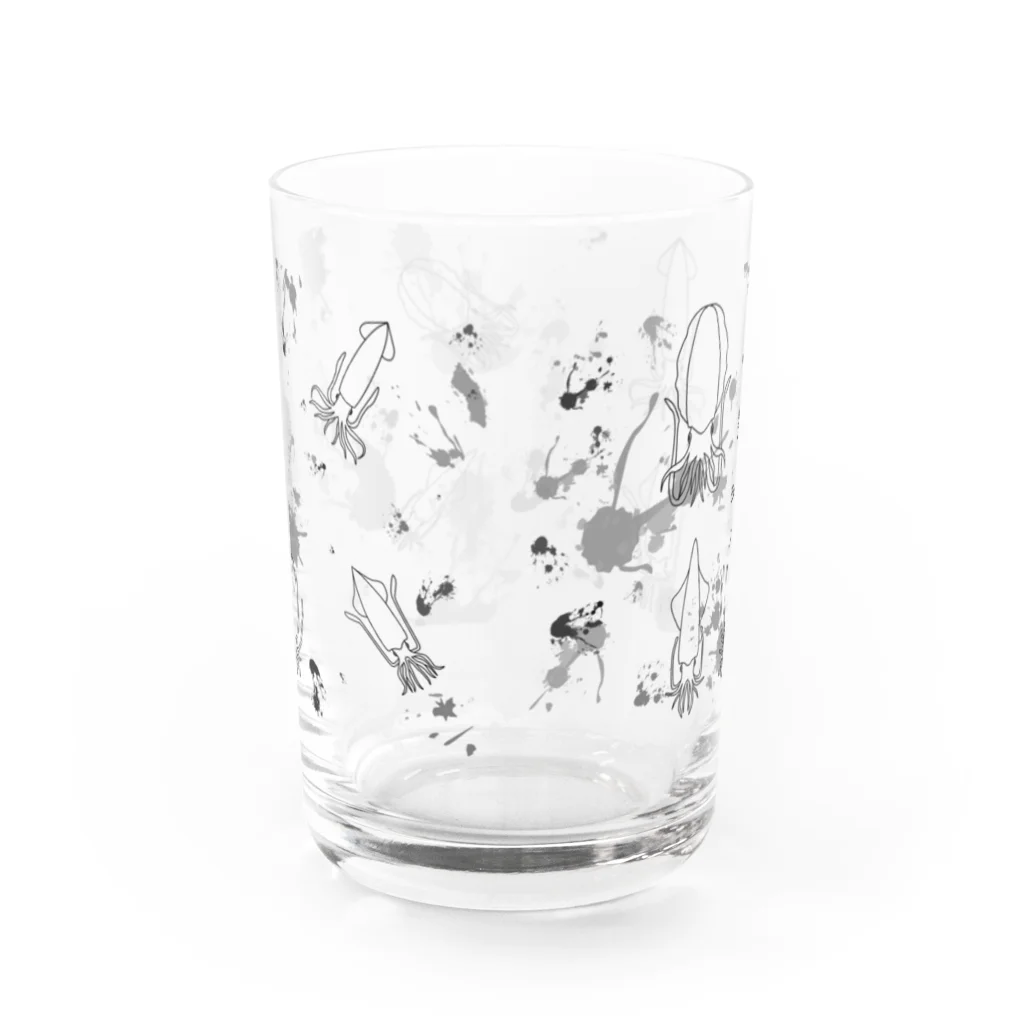 Ekusimのイカ墨まつり(線画黒ロングver.) Water Glass :back
