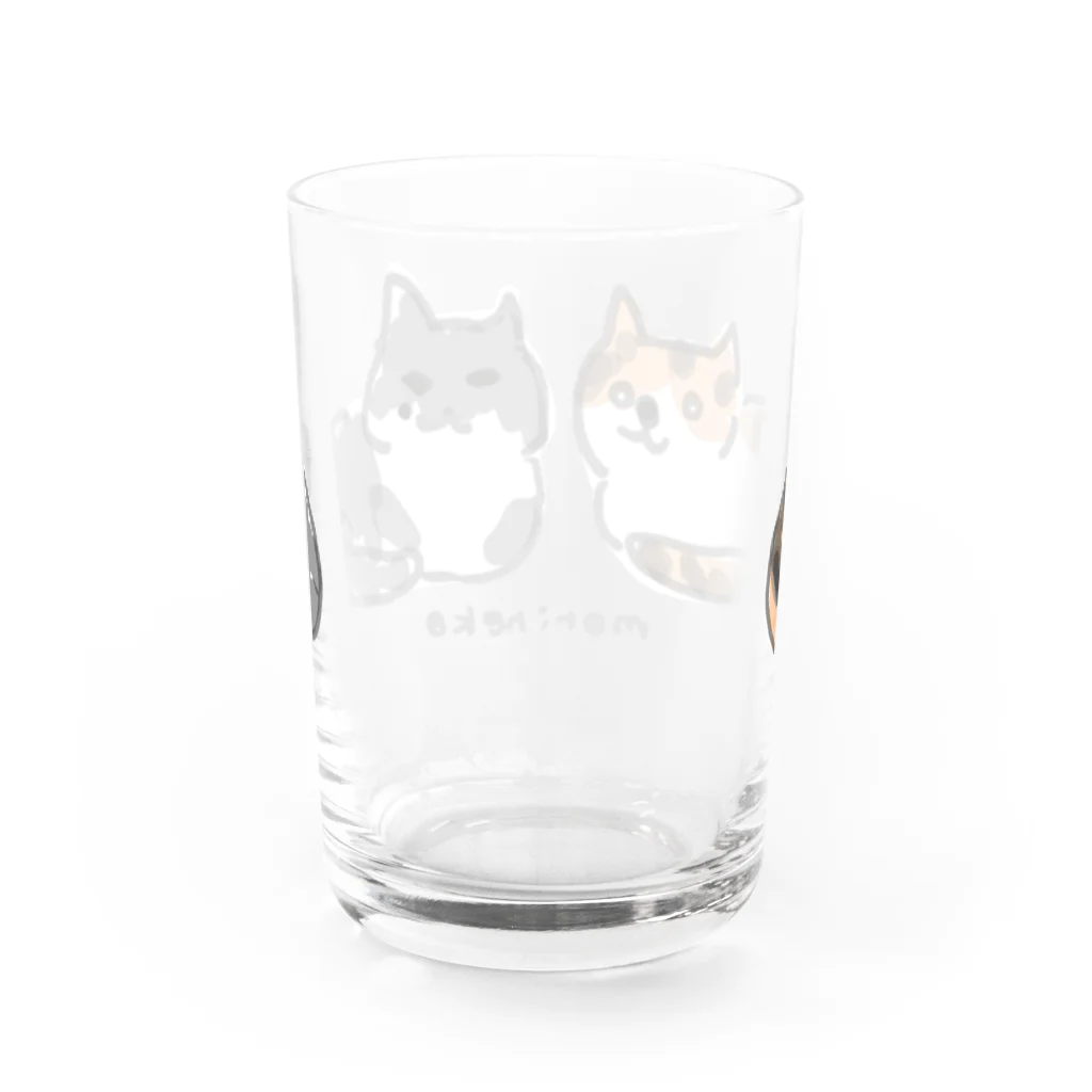 保護ねこカフェ もりねこのふたばちゃん&べべちゃん Water Glass :back