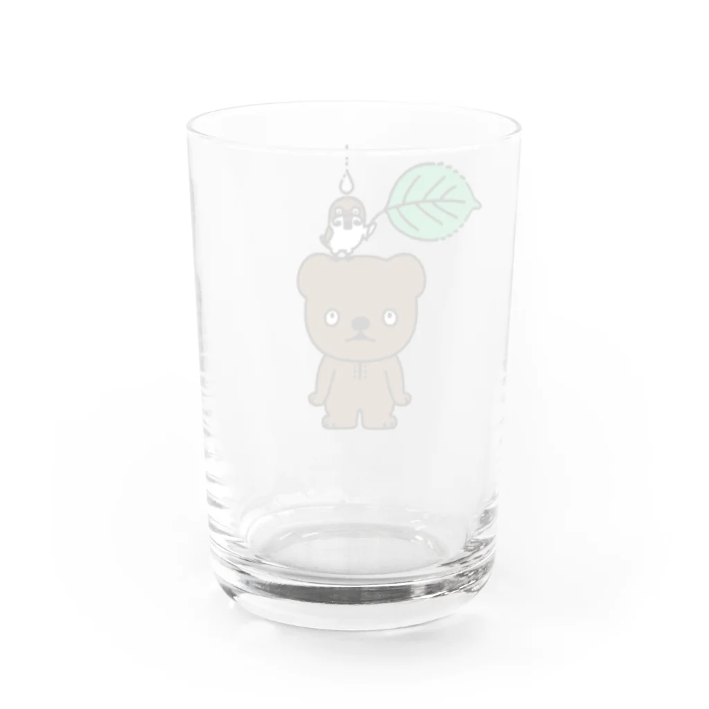 イラスト MONYAAT のこぐまとスズメと雨のしずく Water Glass :back