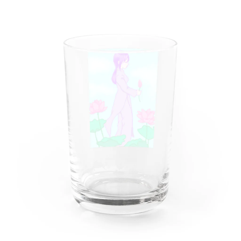 虹色猫工房(クロミツ)のアオザイの少女 Water Glass :back