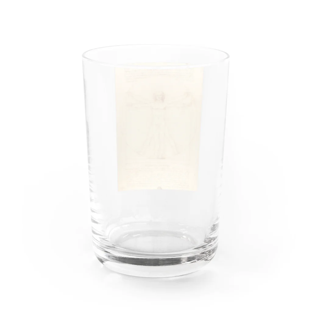 世界美術商店のウィトルウィウス的人体図 / Vitruvian Man Water Glass :back