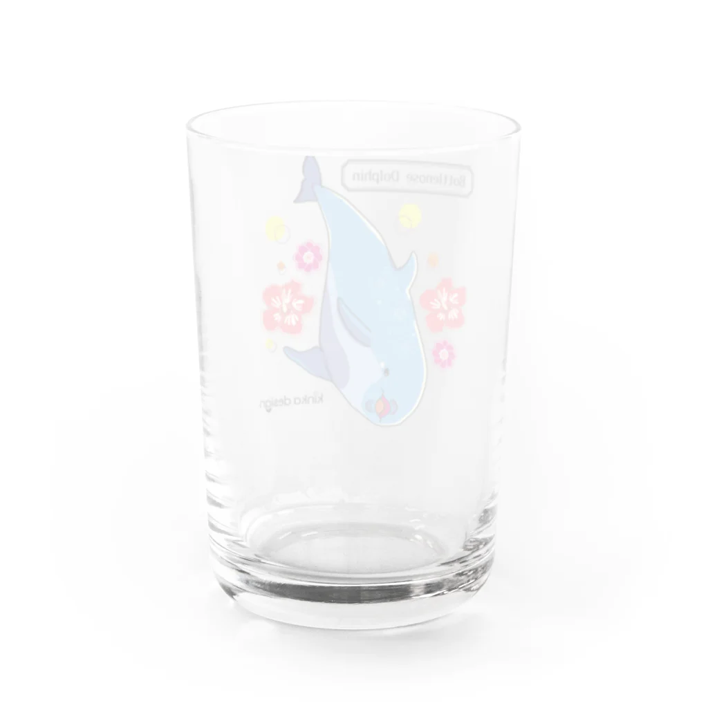 Kinkadesign うみのいきものカワイイShopの華やかボタニカルなハンドウイルカ Water Glass :back