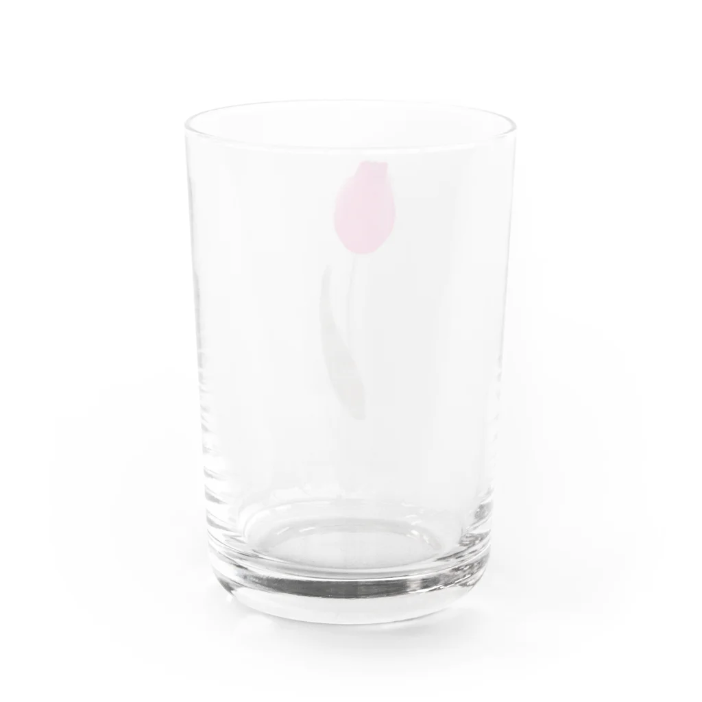 おおくわあやのピンクのチューリップ Water Glass :back