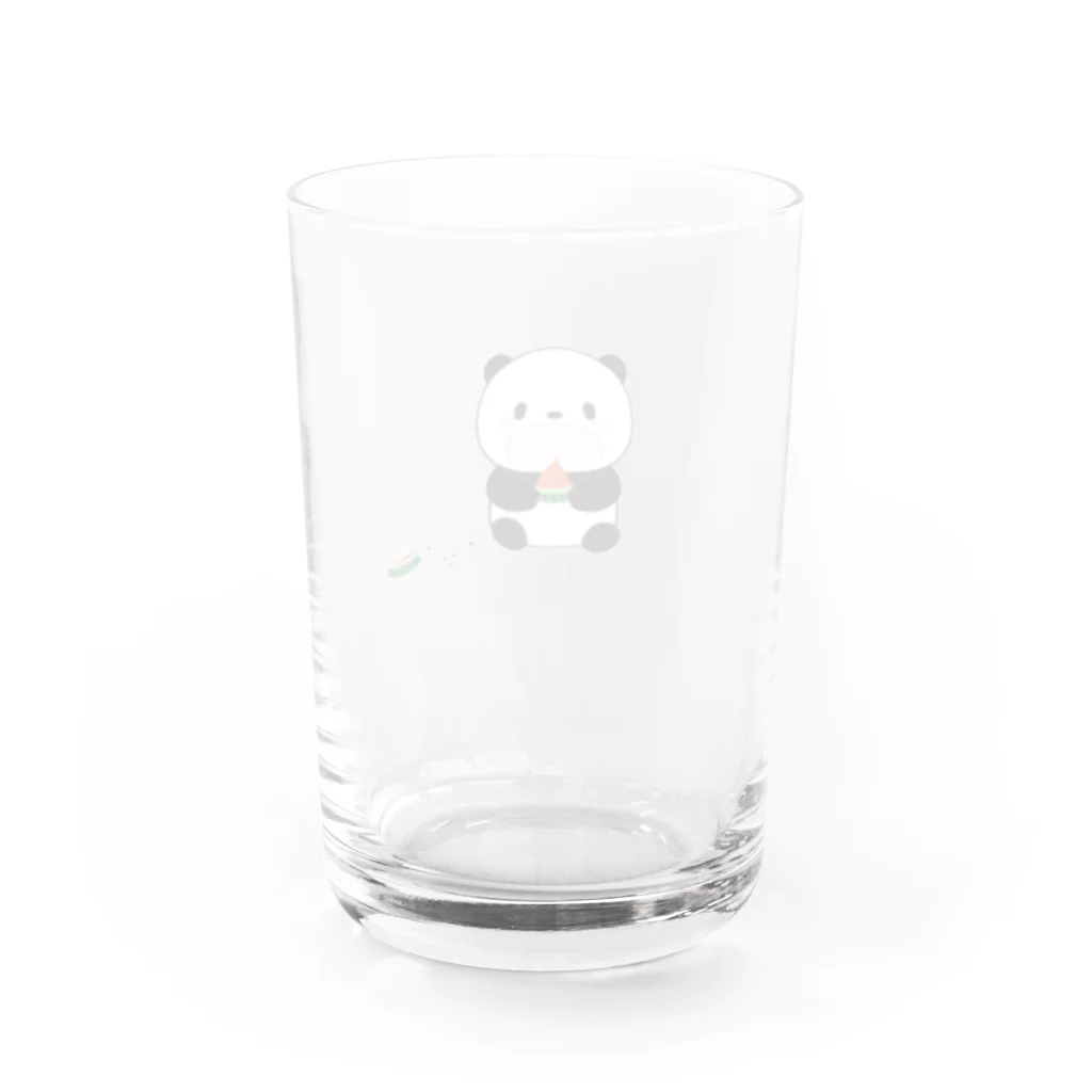 ゆきいろデザインのスイカを食べるパンダ Water Glass :back