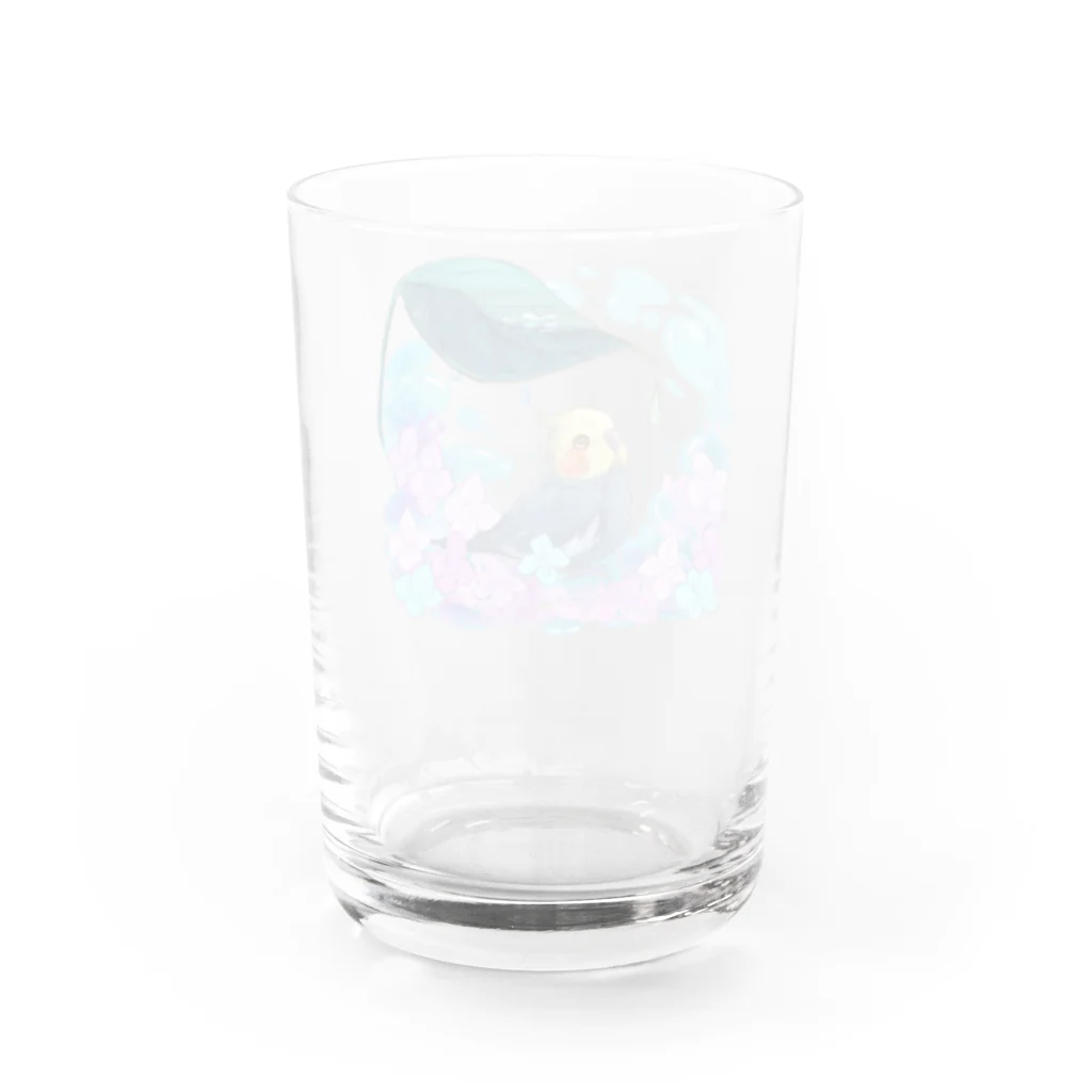 らる_haruの雨宿りオカメ Water Glass :back