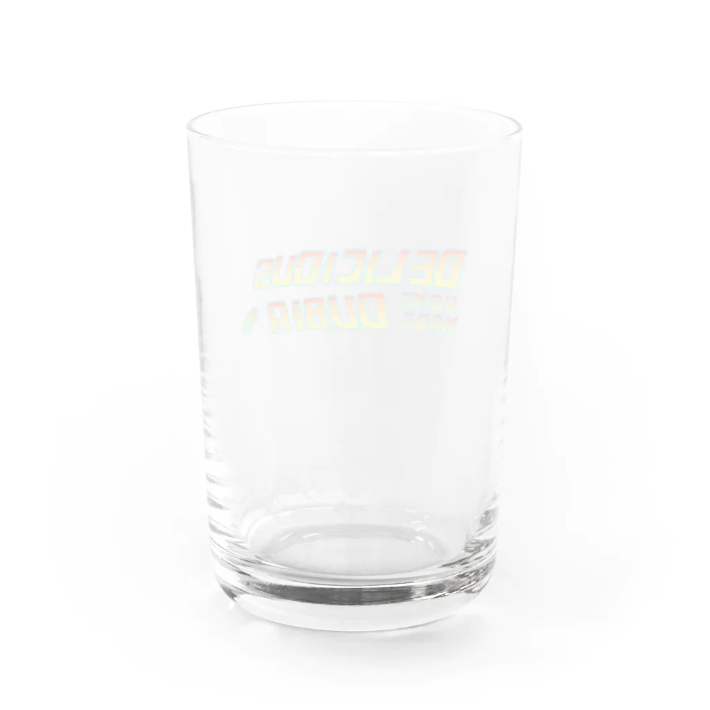 トカゲとカエルの異種混合CREW【デリシャスデュビア】のDelicious_Dubia logo Water Glass :back