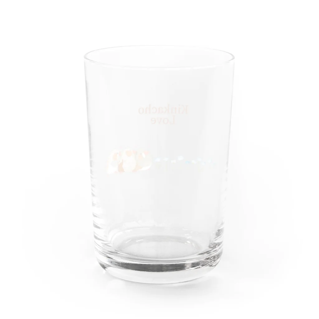 雛乃の文鳥グッズ屋さんのキンカチョウのネモフィラデザイン Water Glass :back