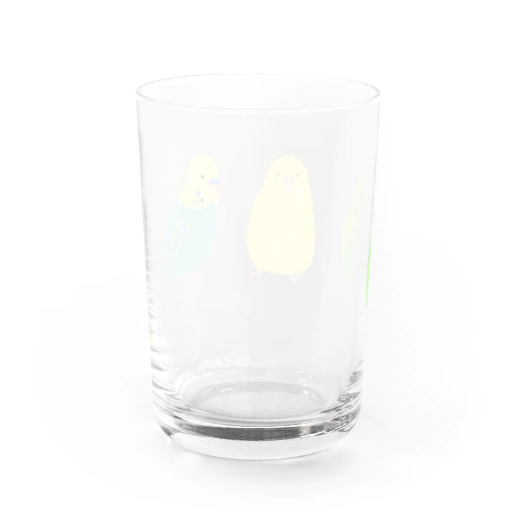 yomoyomo_yomogiのセキセイインコ_パステル Water Glass :back