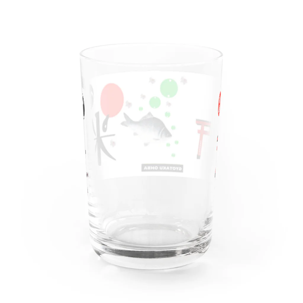 G-HERRINGのお米（ 米 鮒 桜 鳥居 ）あらゆる生命たちへ感謝をささげます。 Water Glass :back