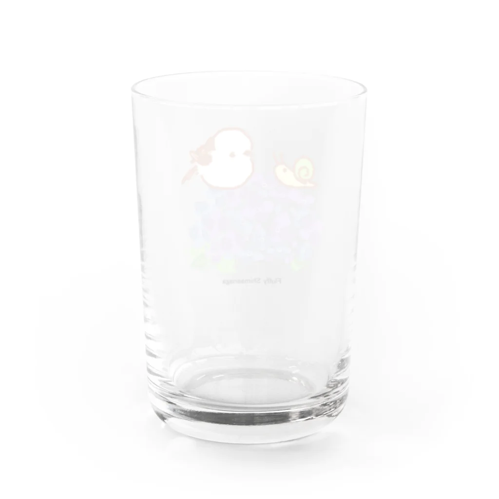 rina_suzuriのもふもふシマエナガと紫陽花　コップ Water Glass :back