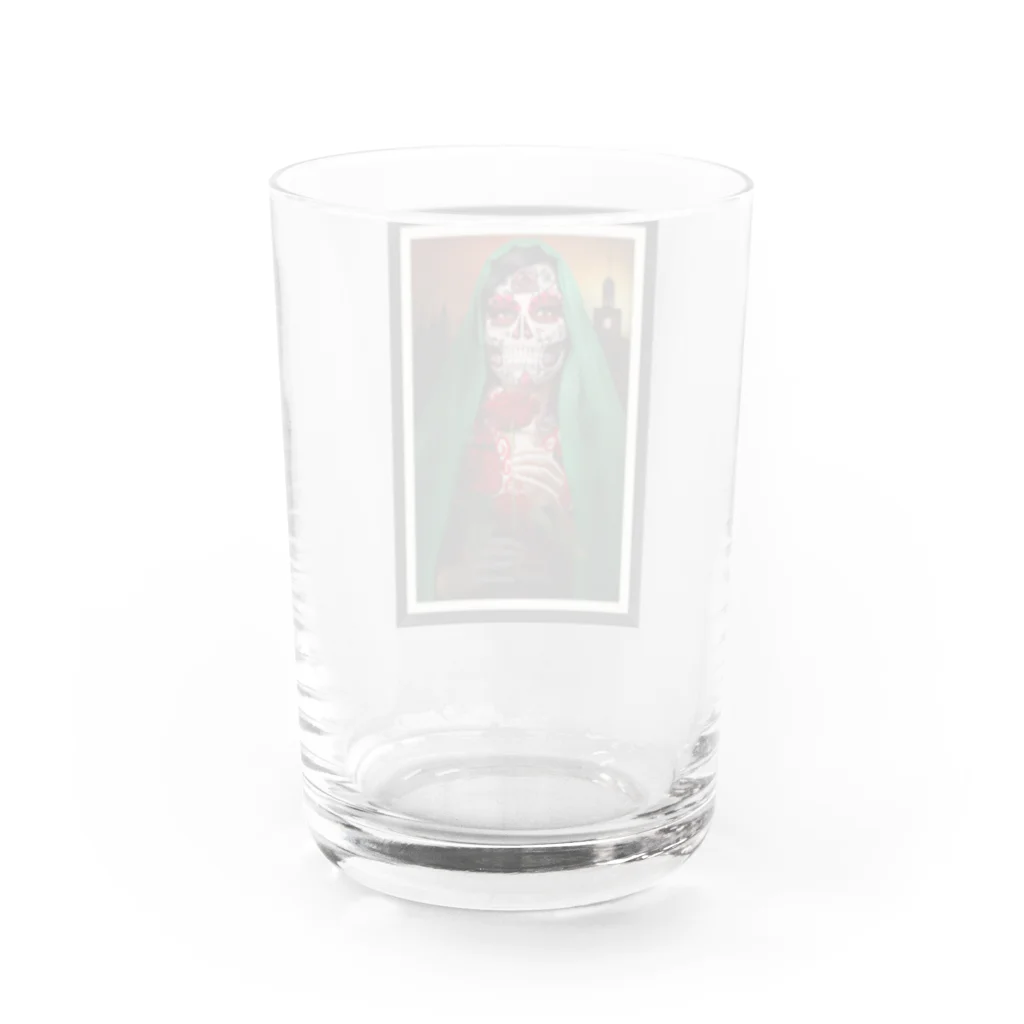 R&N Photographyのカトリーナとバラ花｜死者の日・日本のカトリーナ Water Glass :back