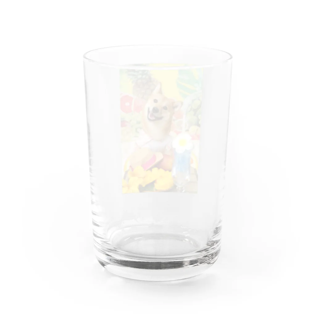 柴犬グッズ専門店 あられ堂の柴犬　真夏のリゾート001 Water Glass :back