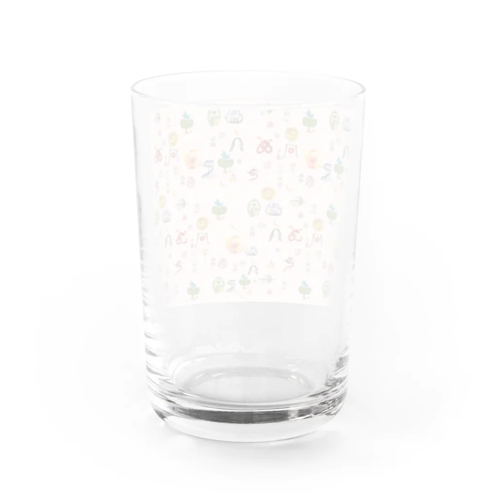 WAMI ARTのヲシテ文字いろいろ【桜花色ベース】 Water Glass :back