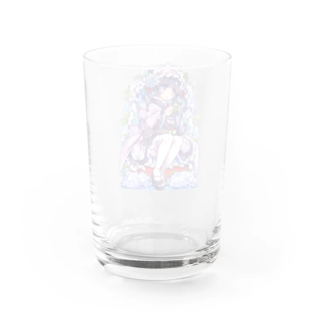 月蝕ざっか店＠SUZURIの君は紫陽花-Ms.Hydrangea☂️ Water Glass :back