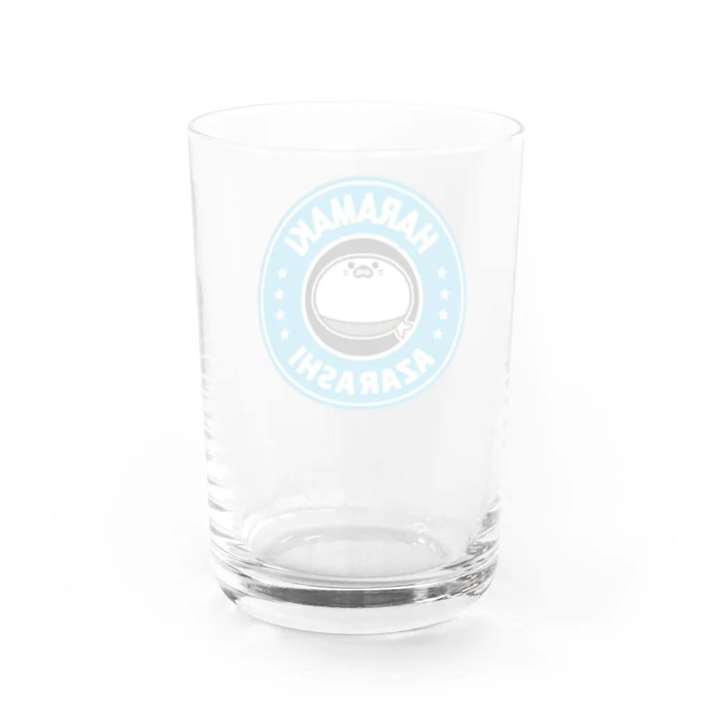 ken_ikedaの腹巻きアザラシ君(ブルー) Water Glass :back