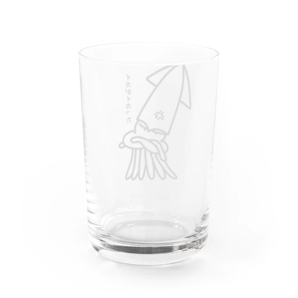 ネコモトタロウショップのイカがイカった Water Glass :back