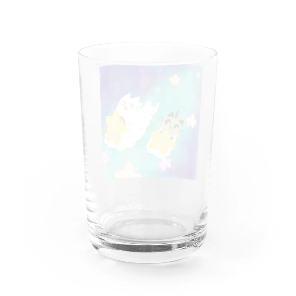 nyamnyamの星空で競走（シャム&モフモフ） Water Glass :back