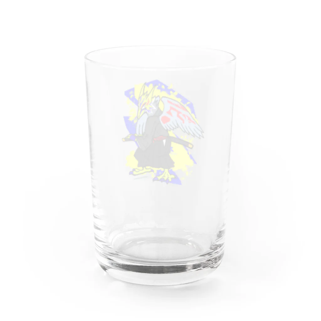 宇寅。の刀と猛禽類イメージのドラゴン Water Glass :back