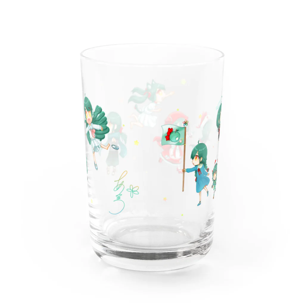 暁*あとりえ🎨の緑髪ちゃんズ(影なし) Water Glass :back