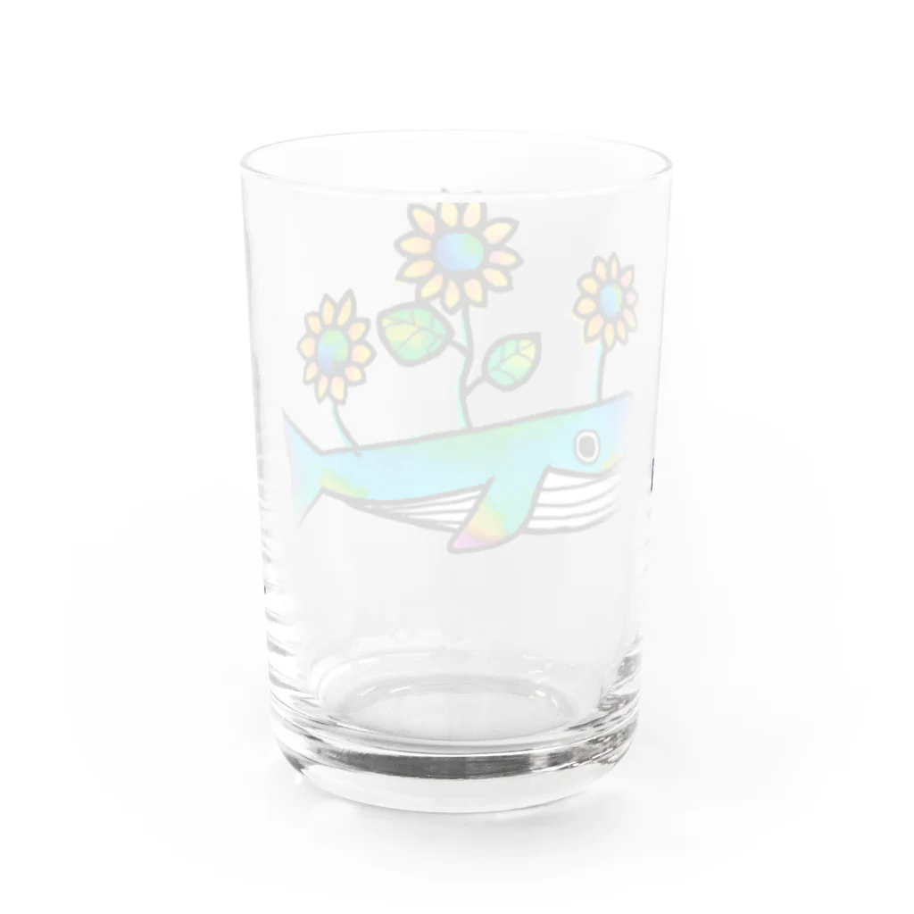 ゆるい感じでこもりたいのくじら(よこ) Water Glass :back