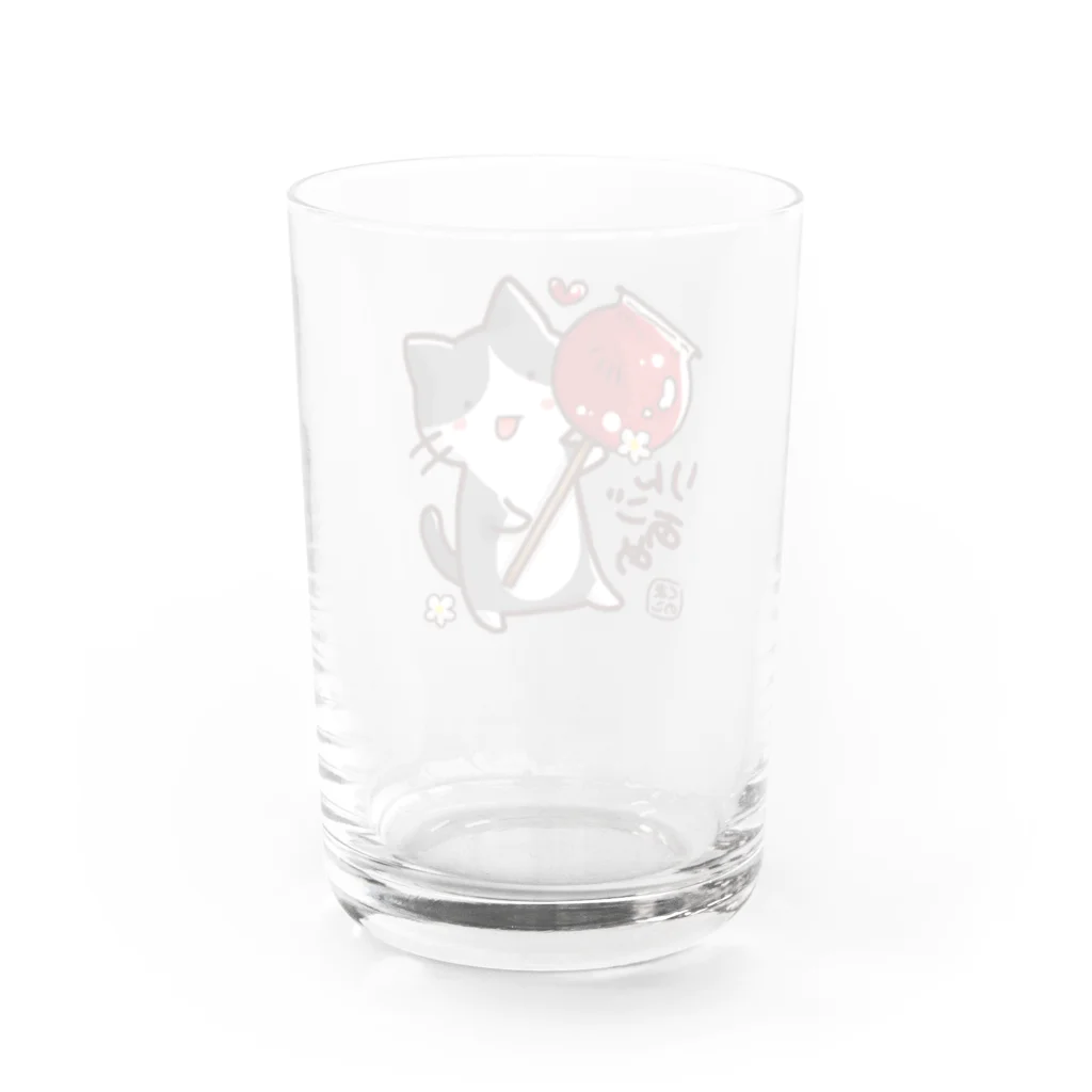 kumanoko_noteのもぐもぐにゃんこ・りんごあめ Water Glass :back