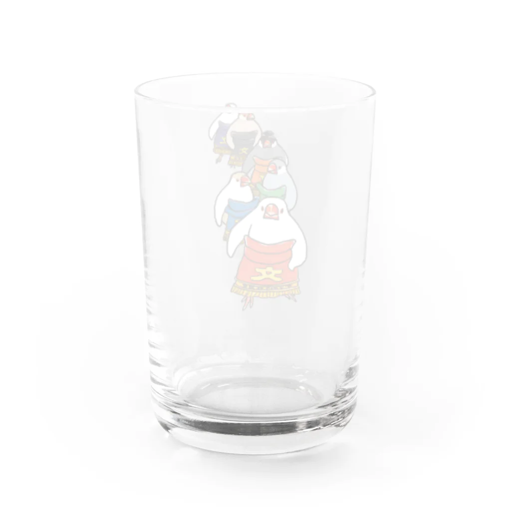 もしもしこちら文鳥の文鳥力士　土俵入り Water Glass :back