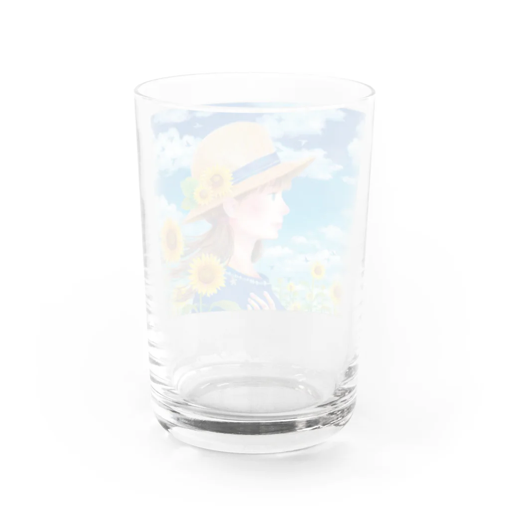 kazuyo online store【suzuri】　　　　　　　　　　　　　　　　　　　　　　　　　　　　　　　　　　　　　　　　　　　　　　　　　　　　　　　　　　　　　　　　の夏の向日葵と空 Water Glass :back