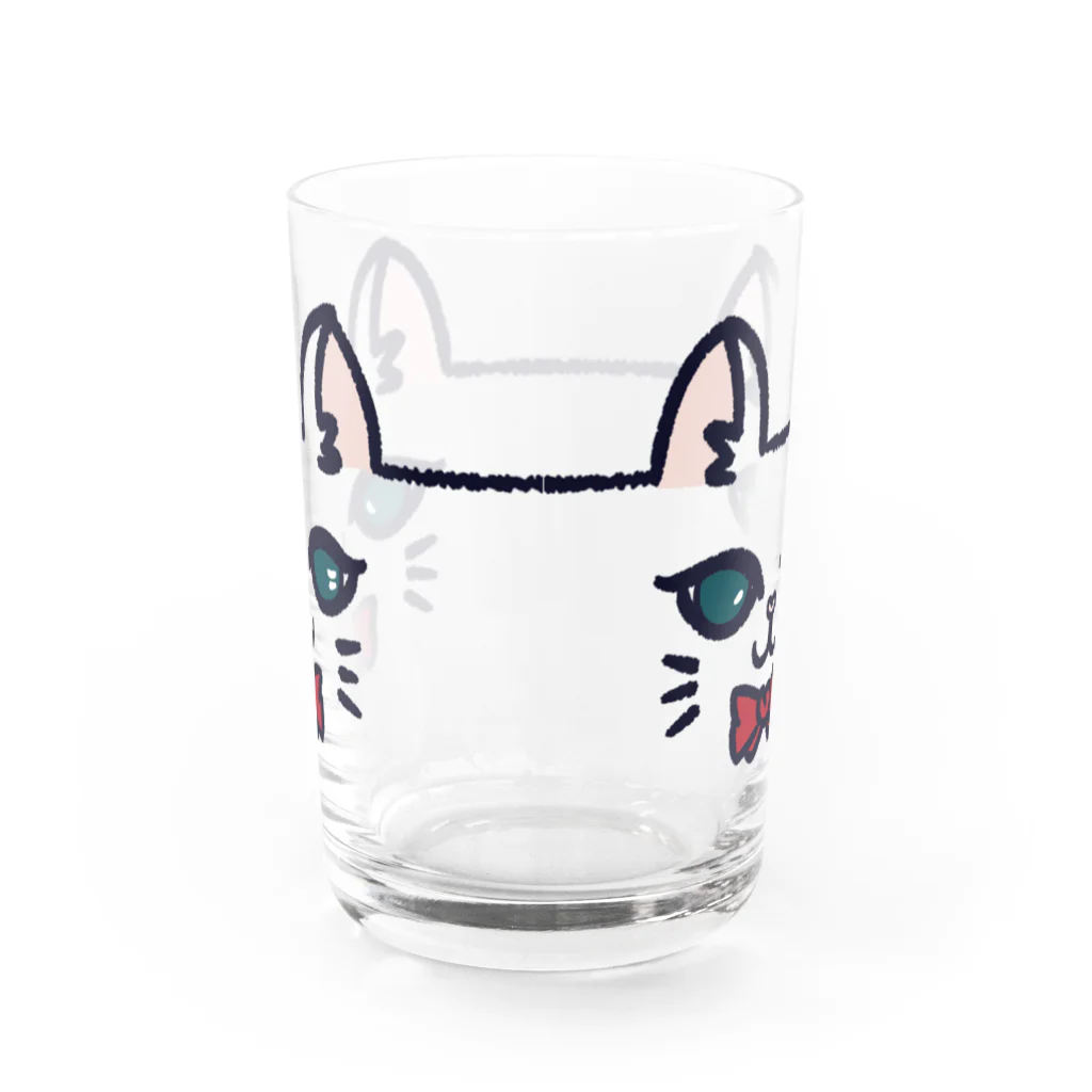 山葵あやめのネコちゃんリボングラス・赤 Water Glass :back