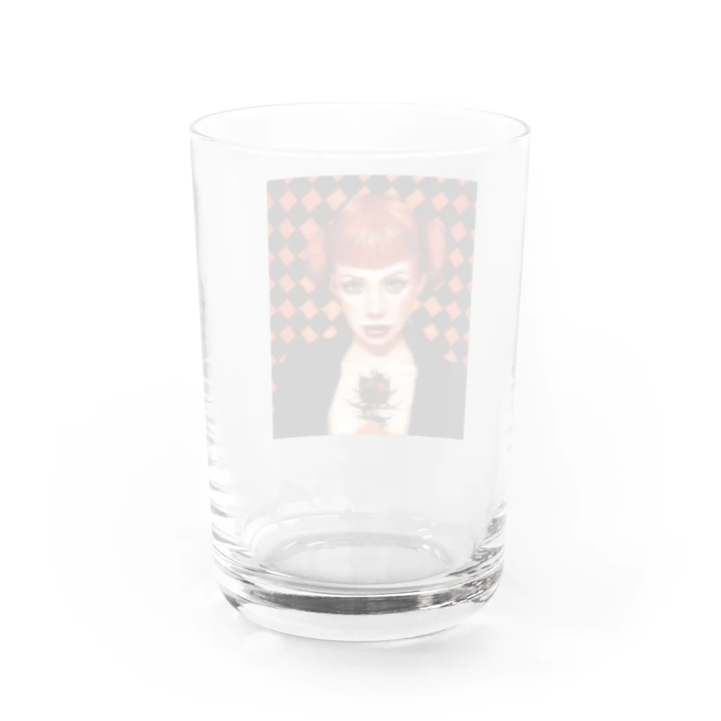 yukkeのお店のハートタトゥーの女 Water Glass :back