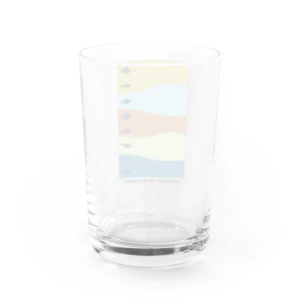 ノアソビ　ベース  ⛰⛺️🎣の『 Which depth do you choose? 』カラフル Water Glass :back